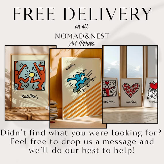 Keith Haring DJ Poster Print – Bold Street Art Turntable Design