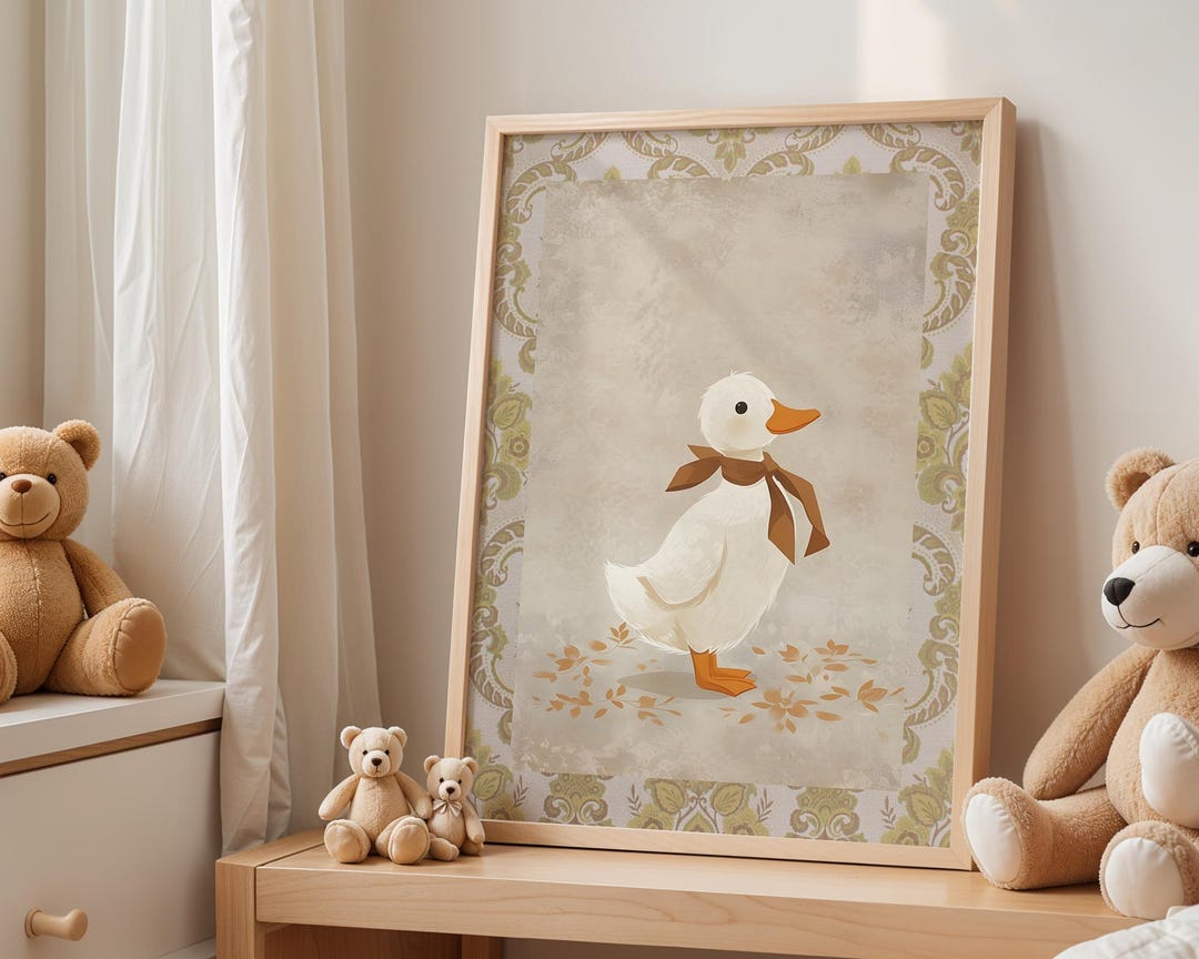 Playroom Ideas | Vintage Duck Nursery Wall Art | Storybook Farm Animal ...