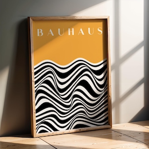 Bauhaus Wall Art Print | Modern Abstract Geometric Poster | Mid Century Minimalist Home Decor | Bold Colourful Art for Living Room Yellow