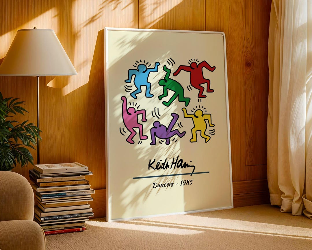 Dancers 1985 Keith Haring Tribute Print | Colourful Pop Art Wall