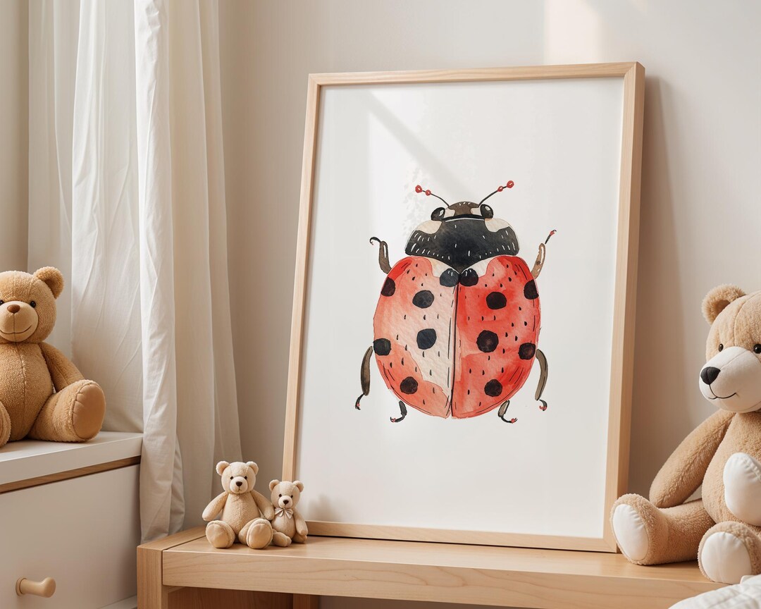 Playroom Ideas | Ladybug Nursery Wall Art | Red Beetle Insect Baby ...