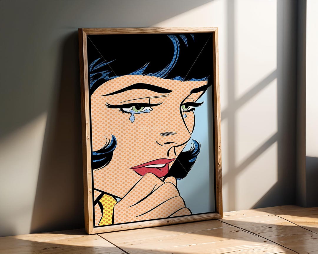 Crying Woman Pop Art Print | Emotional Comic Book Style Wall Art ...