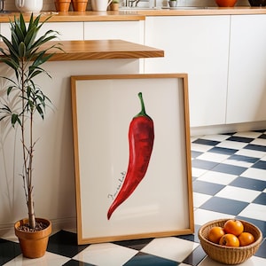 Bold Red Chilli Pepper Print with &quot;I&#39;m So Hot&quot; Quote | Fun Spicy Kitchen Wall Art for Food Lovers & Home Cooks