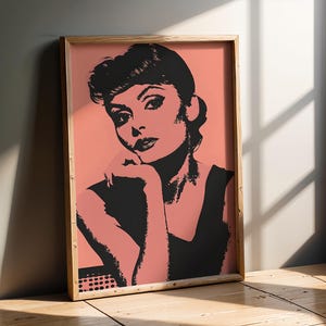 Retro Pop Art Woman Portrait Print | Vintage Hollywood Glamour Wall Art | Mid-Century Modern Pink & Black Female Silhouette Poster
