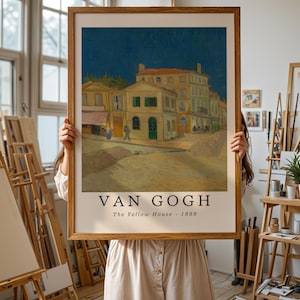 Van Gogh The Yellow House Print - Vintage Impressionist Wall Art, Classic Architecture Poster, Rustic Home Decor, Museum Quality Artwork