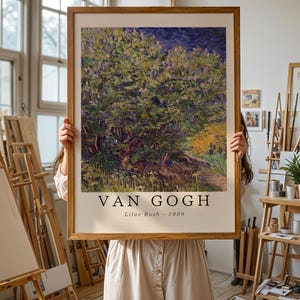 Van Gogh Lilac Bush Print - Vintage Floral Wall Art, Impressionist Nature Poster, Botanical Home Decor, Garden Landscape Painting