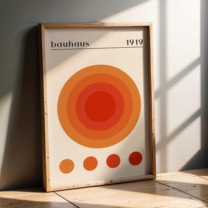 Bauhaus Circle Art Print | Abstract Geometric Poster | Modern Wall Decor with Organic Shapes | Mid Century Modern Minimalist Art | Orange