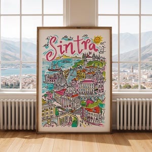 Sintra Portugal Travel Poster | Palace of Pena Print | European Cityscape Wall Art | Castle Bedroom Decor | Gift for Traveler | Home Office