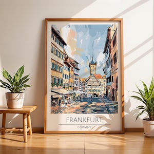 Frankfurt Germany Travel Poster | Old Town Street Art Print | European Architecture Wall Art | Historic Cityscape Decor | Germany Print