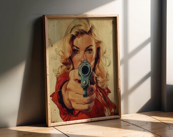 Modern Pop Art | Woman With Gun | Retro Comic Book Femme Fatale - Etsy