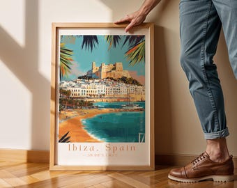 Ibiza Spain Travel Poster – Mediterranean Coastal Wall Art