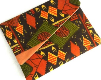 Upcycled fabric clutch- West African Print