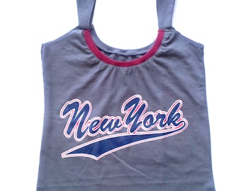 Cami de mujer gris de Nueva York con Cami de escote de Burdeos se adapta tamaño pequeño/medio
