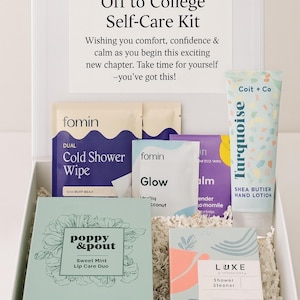 College Gift Box. Self care gift for dorm, teen girl, student spa kit, off to college, calming care package, wellness, shower steamers