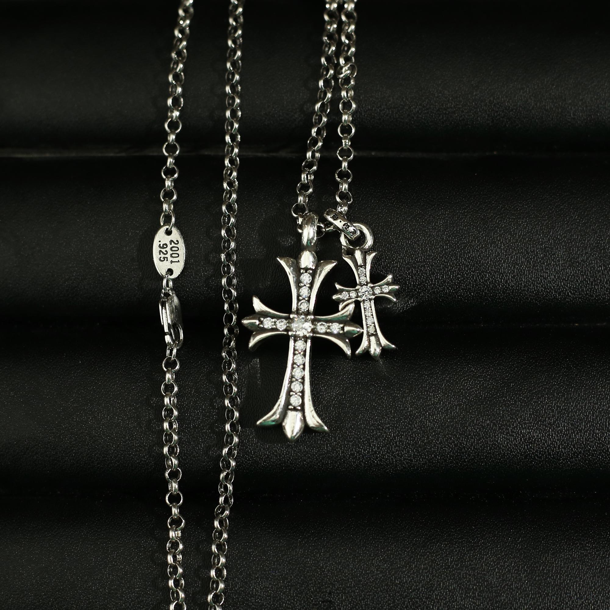 Chrome Hearts Style Necklace Double Cross - Etsy