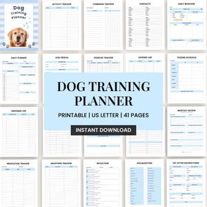 Printable Dog Training Planner | Puppy, Rescue, Service Dog (US Letter)