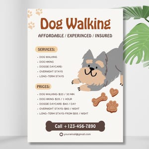Dog Walking Flyer Canva Template | DIY Pet Sitting Editable Flyer | Dog Walker Marketing Printable | Instant Download