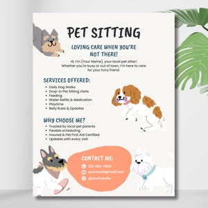 Dog Walking Flyer Template Canva | DIY Pet Sitting Service Flyer Editable | Dog Walker Business Marketing Printable | Instant Download