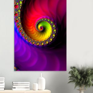 Rainbow Spiral Fine Art Poster - Vivid Fractal Design in Stunning Colors - Perfect Gift for Art Lovers