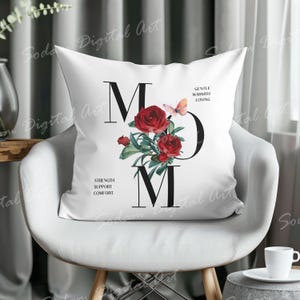 Mom Pillow PNG, Mother’s Day Gift, Floral Mom Sublimation Design, Mom Cushion Design, Mom Png, Printable Mom Cution, DIY Digital Download,