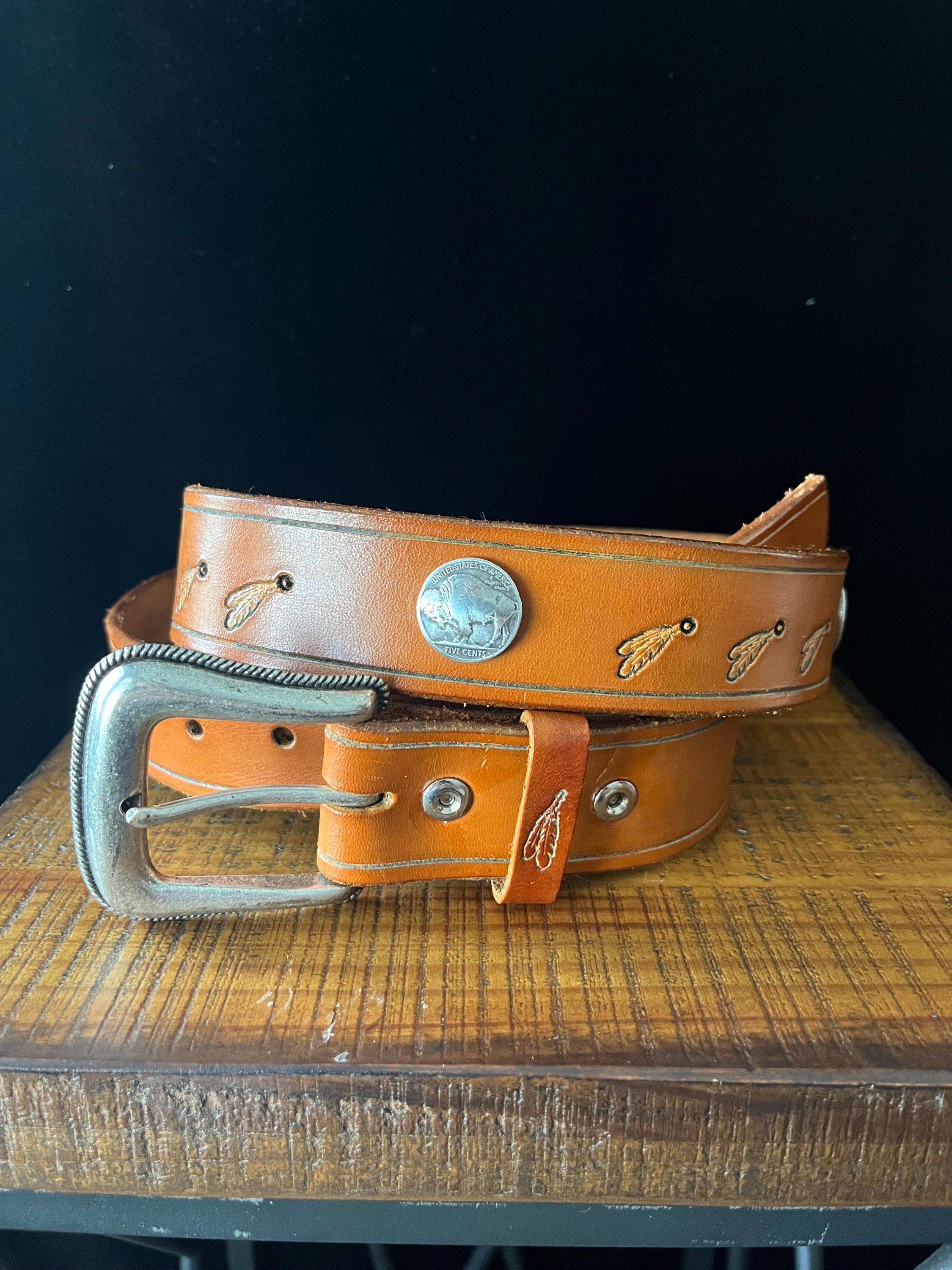Buffalo Nickel, Genuine Leather Belt - Etsy display picture 3
