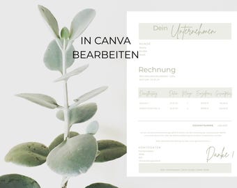 Rechnungsvorlage für Kleinunternehmer | Canva-Vorlage | Musterrechnung | Unternehmer | Selbständige und Unternehmer | Bürobedarf | grün