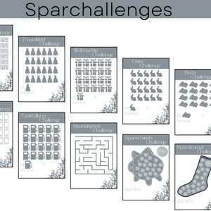 42 sparutmaningar A4/A5/A6 grå | Sparutmaningsset inkl. spårningslista | Digital nedladdning för utskrift | PDF