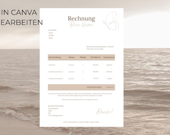 Rechnungsvorlage für Kleinunternehmer | Canva-Vorlage | Musterrechnung | Unternehmer | Selbständige und Unternehmer | Bürobedarf | deutsch