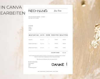Invoice template for small businesses | Canva template | Sample invoice | Entrepreneurs | Self-employed and entrepreneurs | Office supplies | German
