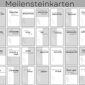 42 tarjetas de hitos de construcción de viviendas | Descargar para imprimir | Regalo por construir una casa | Tarjetas de hitos | DIN A5 y A6 | Alemán | digital