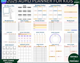 2025 ADHD Planner for Kids: Focus & Routine Chart (Digital Download)