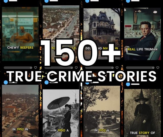 150+ True Crime Story Reels | Social Media Content (Digital Download)
