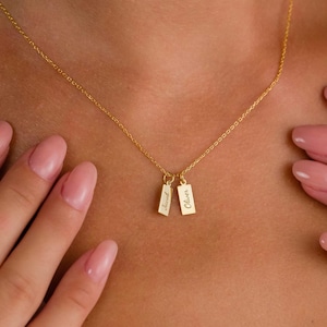 14k Gold Personalized Initial Tag Necklace, Custom Engraved Letter Pendant Necklace, Gift for Her, Personalized Jewelry, Anniversary Gift