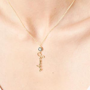 Name Necklace With Evil Eye, Custom Name Necklace, Evil Eye Necklace, Personalized Name Necklace, Gift for Her