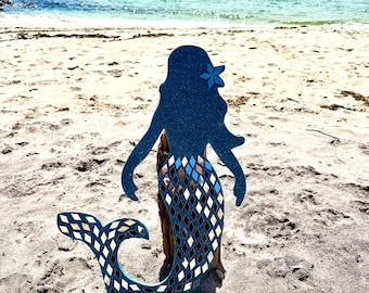 Mirror Mermaid Wall Art: Coastal Beach Decor, Large Wall Hanging
