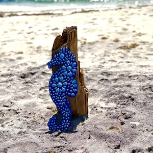 Bedazzled Seahorse, Rhinestone Seahorse Wall Art, Coastal Decor, Beach Decor, Seahorse Art