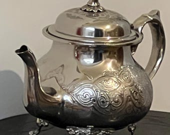 Tetera marroquí vintage plateada - Tetera oriental artesanal con detalles grabados - Exquisita decoración de mesa, juego de té oriental