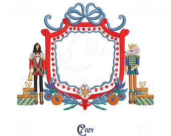 Archivo de bordado a máquina con diseño de cascanueces, lazo navideño, escudo de soldado, diseño de bordado a máquina con diseño de escudo de boda, descarga instantánea