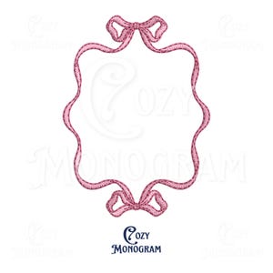 Bow Crest Frame Embroidery Design, Pink Bow Frame for Monogram, Wedding Crest Frame, Machine Embroidery Designs, Digital Download