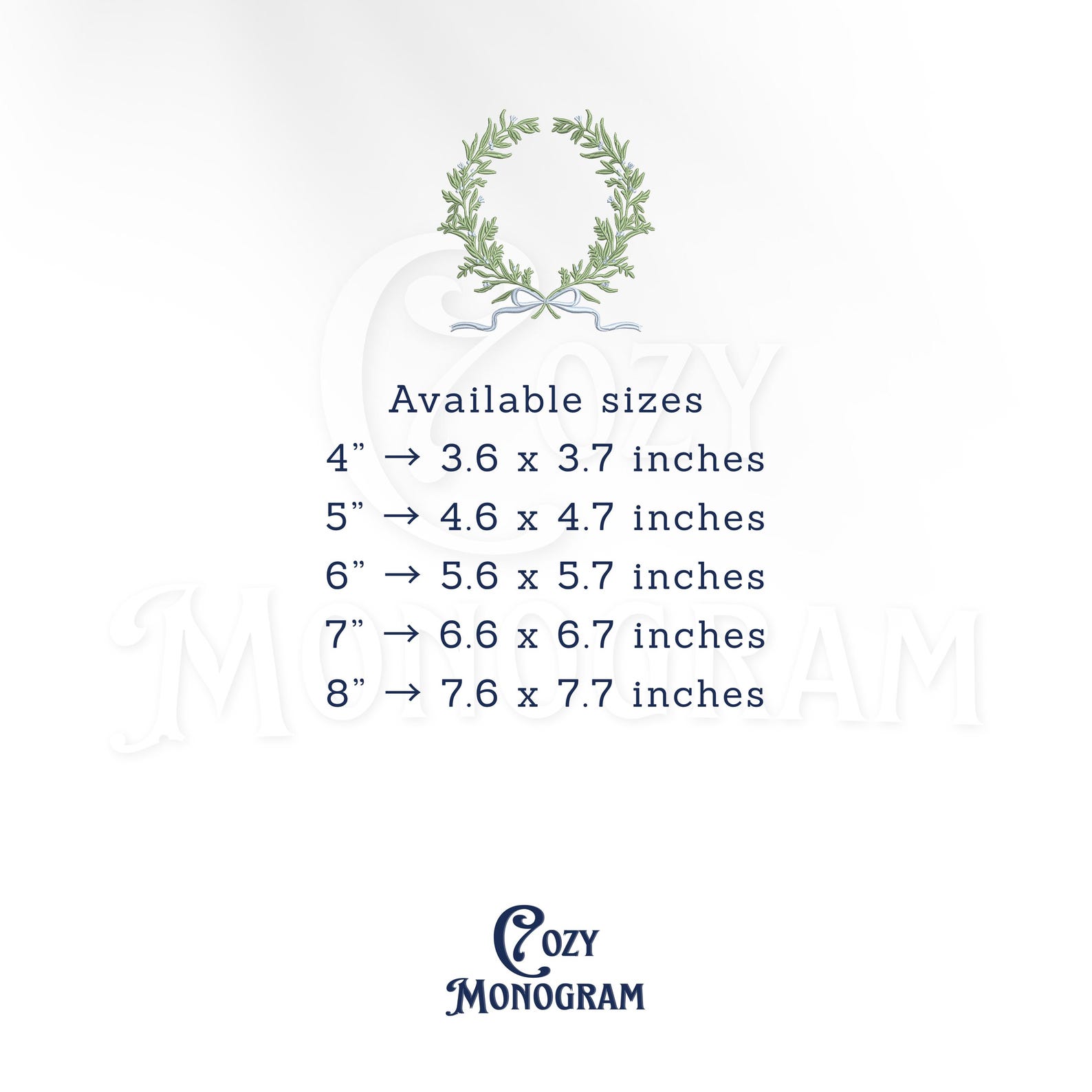 Harvest Bow Crest Monogram Frame With Floral Leaves - Digital Machine ...