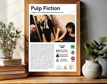 Minimalist Movie Poster, Pulp Fiction Art Print, Wall Art Decor, Retro Film Poster, Quentin Tarantino Poster