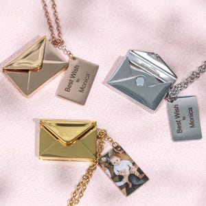 Collar con foto de sobre personalizado, collar con mensaje oculto, collar con letra, collar con foto para mamá, collar con medallón, regalo para mamá, joyería