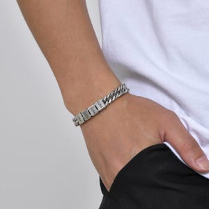 Custom Silver Bracelet For Dad With Kids Name, Personalize Daddy Bracelet, Family Jewelry, Famliy Name Bracelet, Husband Gift