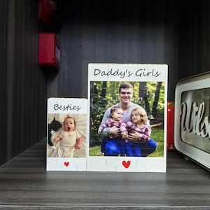 Personalised Fold-Out Daddy & Me  Brick Photo Block Gift Mini Photo Album Keepsake Gift for Dad, Puzzle, Him, Christmas gift，Birthday gift