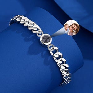 Custom Photo Projection Bracelets for Men – Personalized Husband & Boyfriend Gifts, Memorial Keepsakes for New Dad