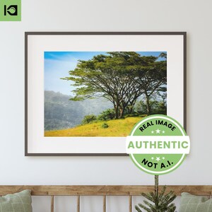 Serene Nature Wall Art Printable, Peaceful Tree Landscape, Digital Download Decor, Scenic Mountain View, Lush Greenery Photography Print