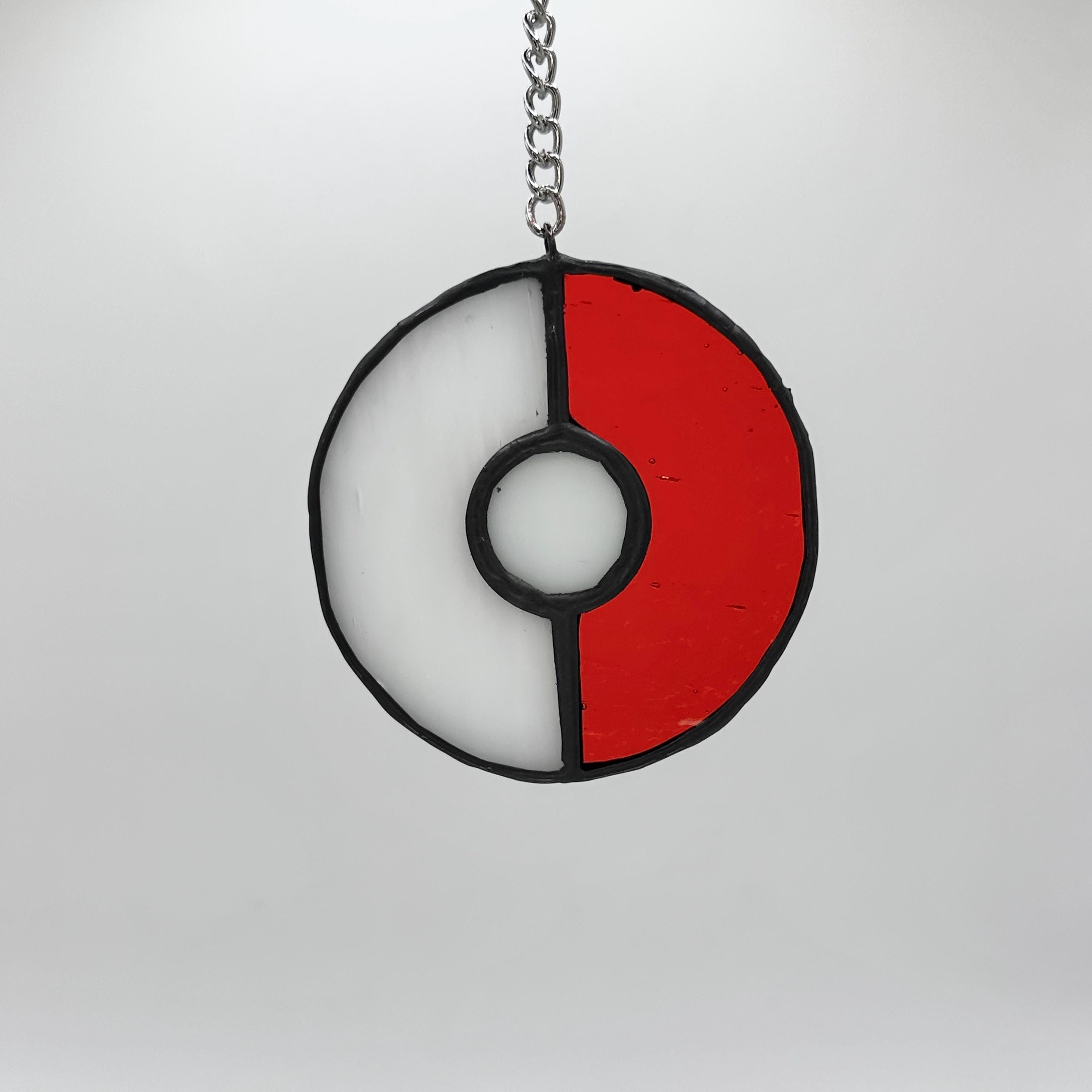 Handmade Stained Glass Pokéball Keychain: Gamer Gift Charm - Etsy
