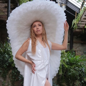 Handmade White Foam Statement Hat: Bridal Photoshoot Headpiece