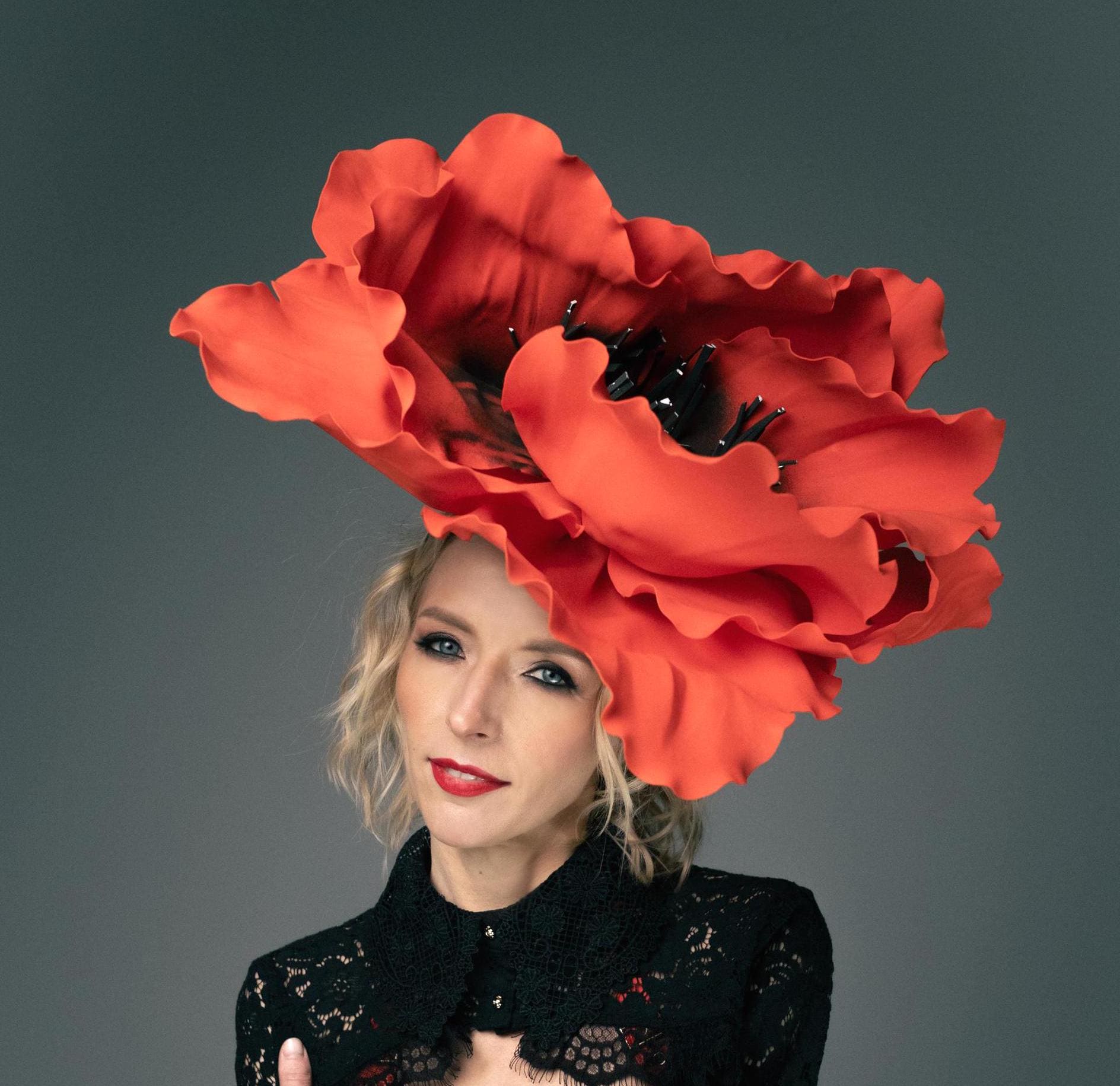 Giant Poppy Flower – Handmade Floral Headpiece & Photography Prop.