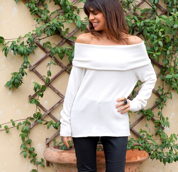 Cashmere Sweater off Shoulder Top One 